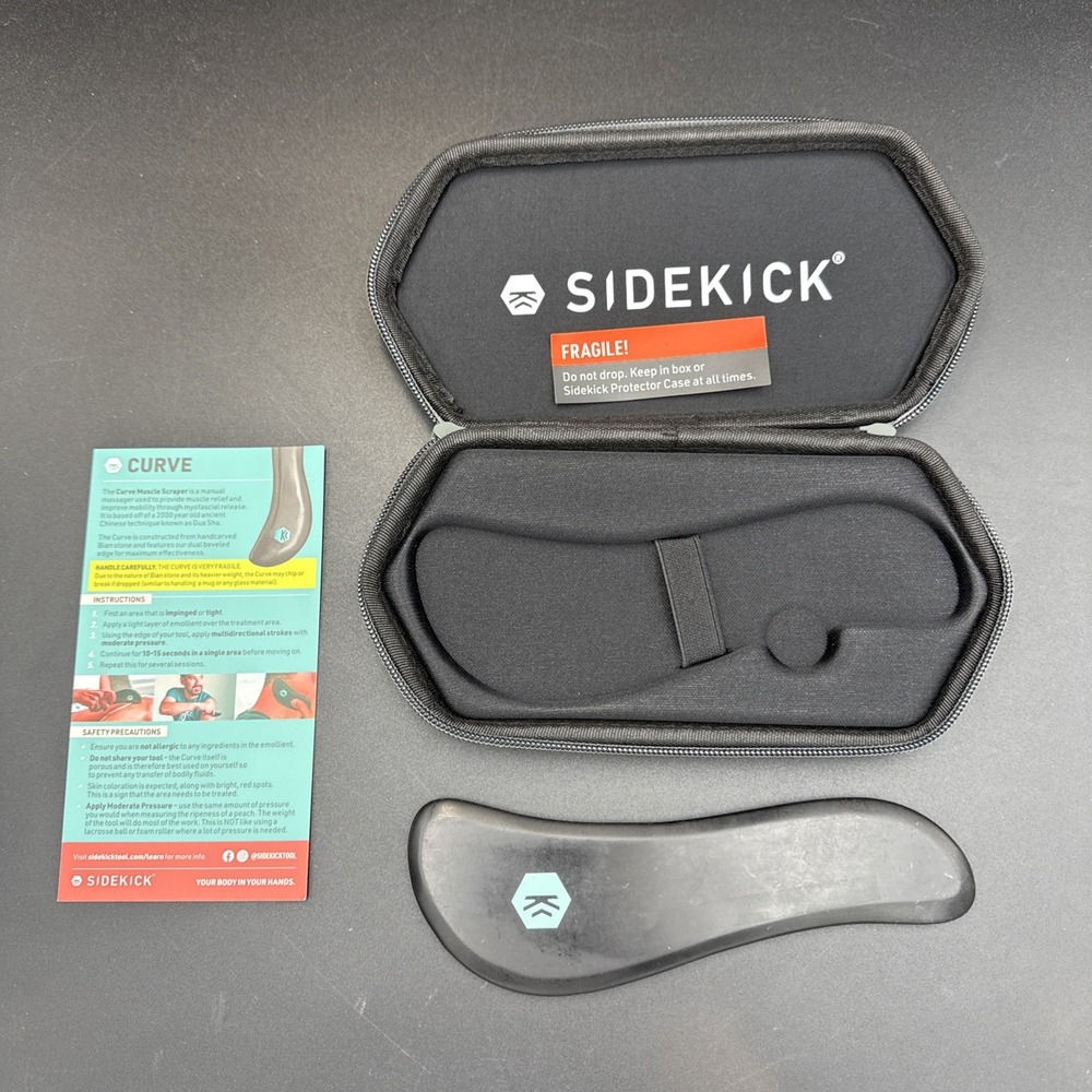 Sidekick Curve Muscle Scraper: 4-in-1  Bian Stone Scraping, Gua Sha Massage Tool